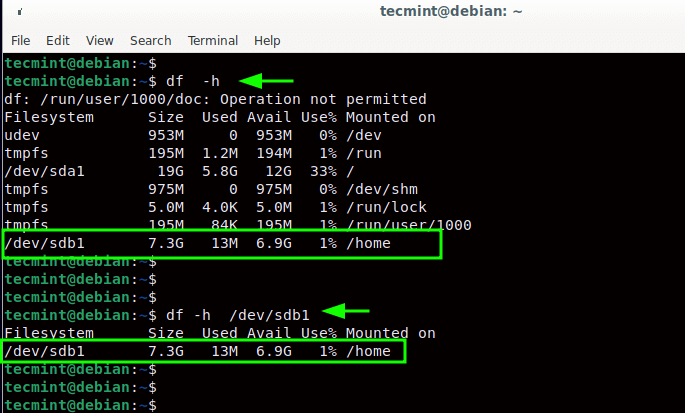 Confirm Home Partition Mount