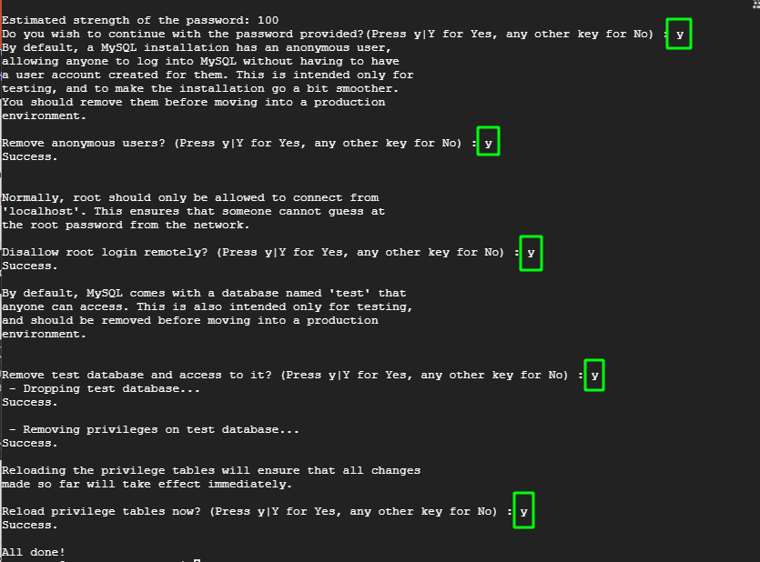 Confirm MySQL Settings