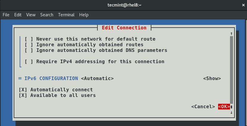 Confirm Network Settings