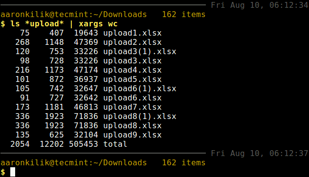 Count Number of Lines, Words and Characters in Files