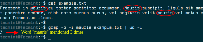 Count Word Occurrence in Linux File