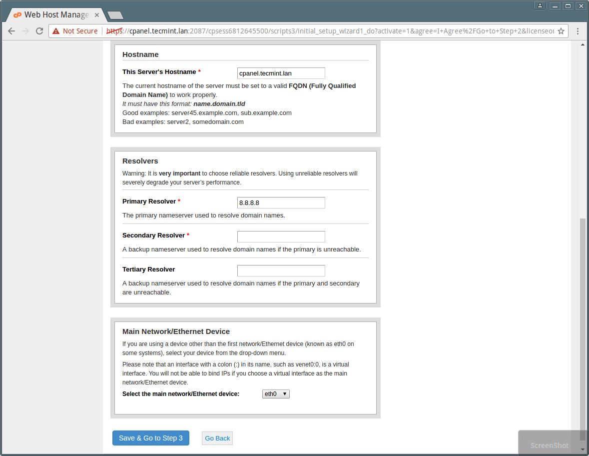 cPanel WHM Hostname Setup