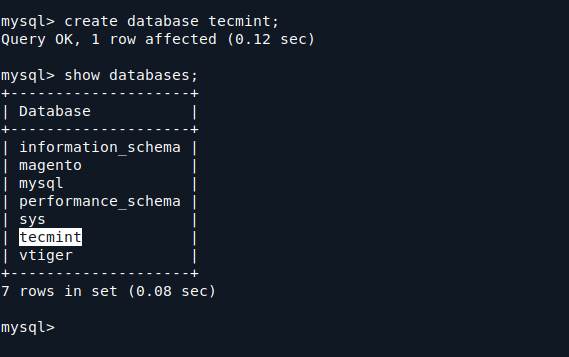 Create a MySQL Database