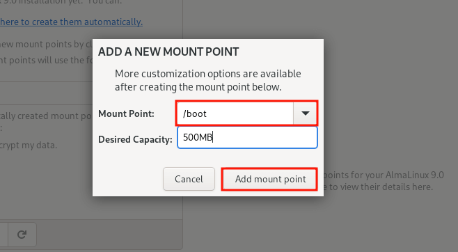 Create Boot Partition