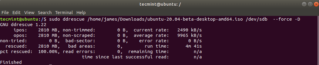 Create Bootable USB Disk Using ddrescue Command