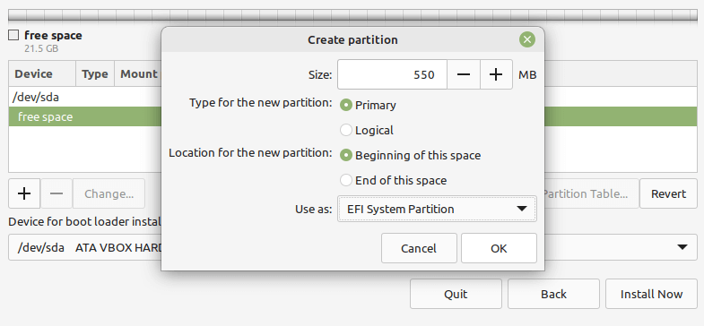 Create EFI Partition