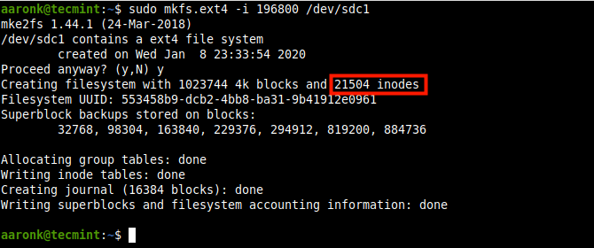 Create EXT Filesystem with Larger Inode Ratio