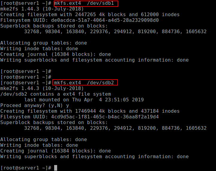 Create Filesystem Type on Partition