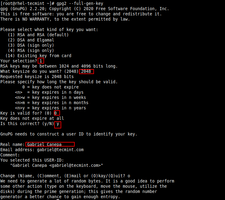 Create GPG RSA Key in Linux