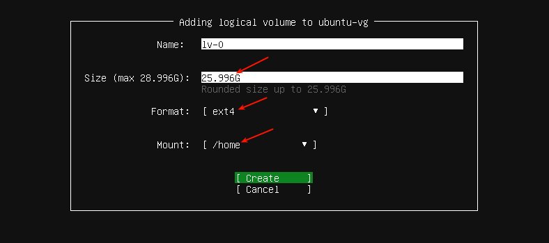 Set Home Partition Size