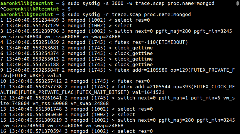 Create MongoDB Trace File