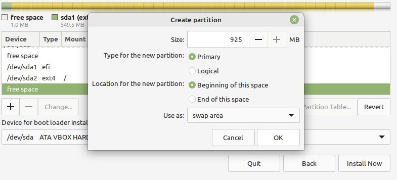 Create Swap Partition