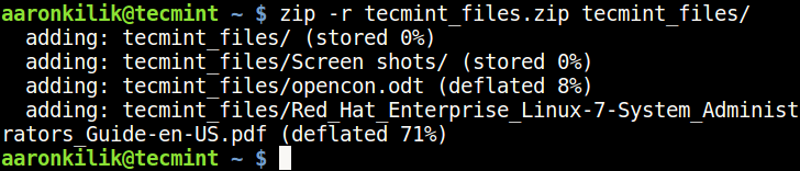 Create Zip File in Linux