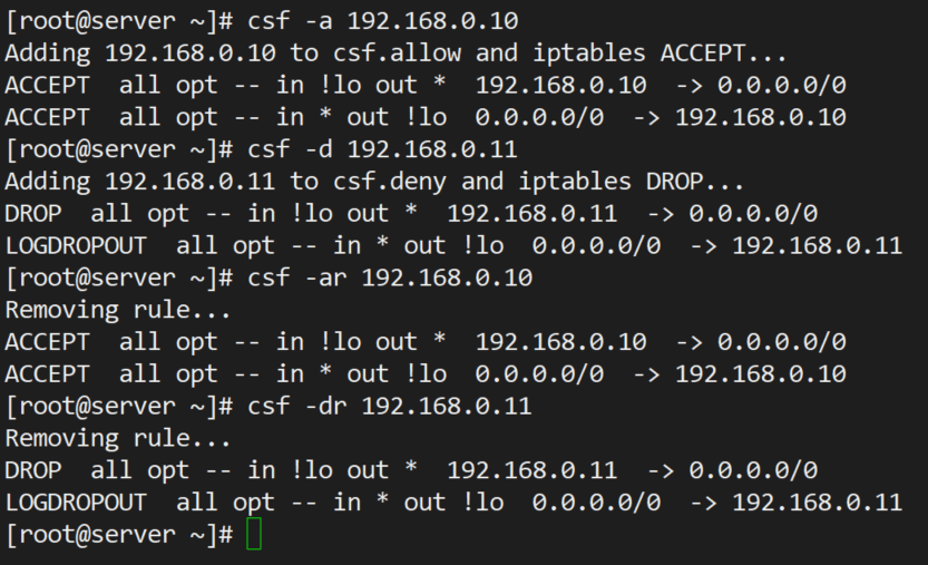 CSF Allow and Deny IP Address