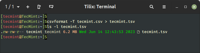 csvkit - Convert CSV to TSV Format