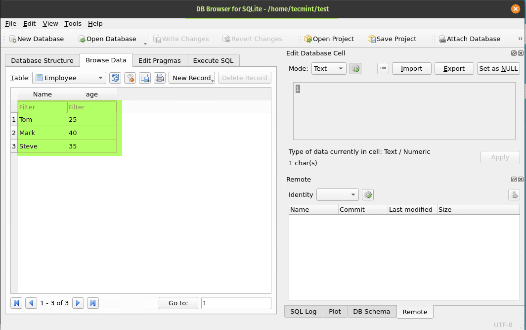 Database Browser for SQLite