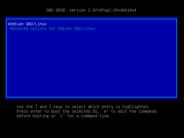 Debian Boot Menu