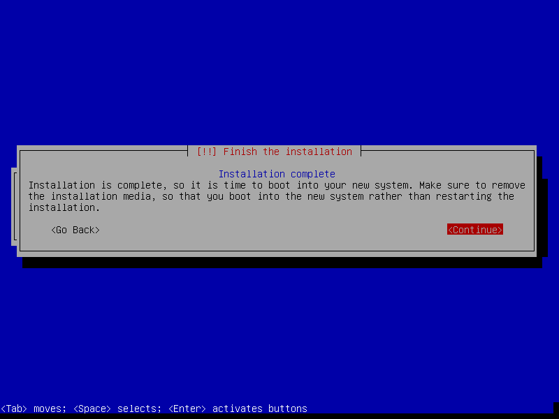 Debian Installation Finishes