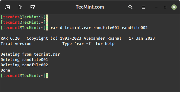 Delete Files in RAR Archive