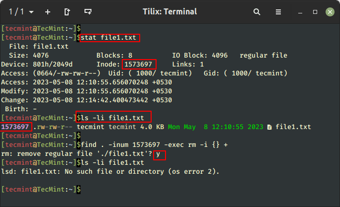 Delete Files By Inode Number