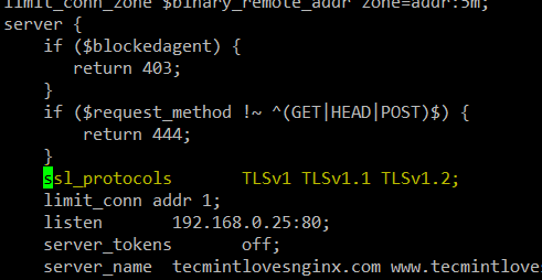 Disable SSL and Enable TLS in Nginx