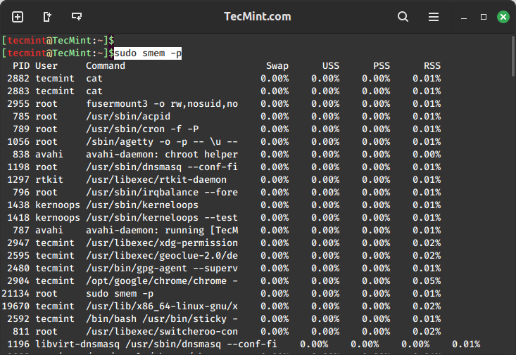 Display Memory Usage in Percentage