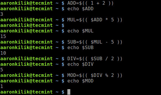 Arithmetic in Linux Bash Shell