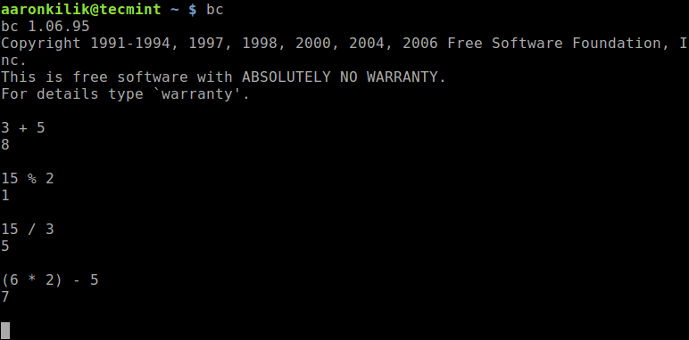 Do Math Using bc in Linux