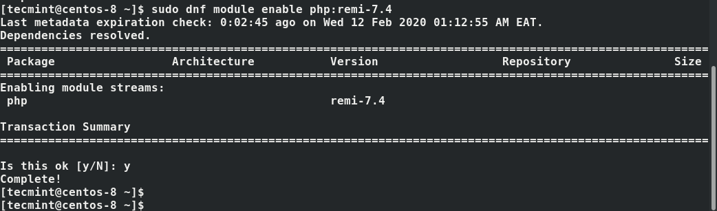 Enable PHP Module in CentOS 8