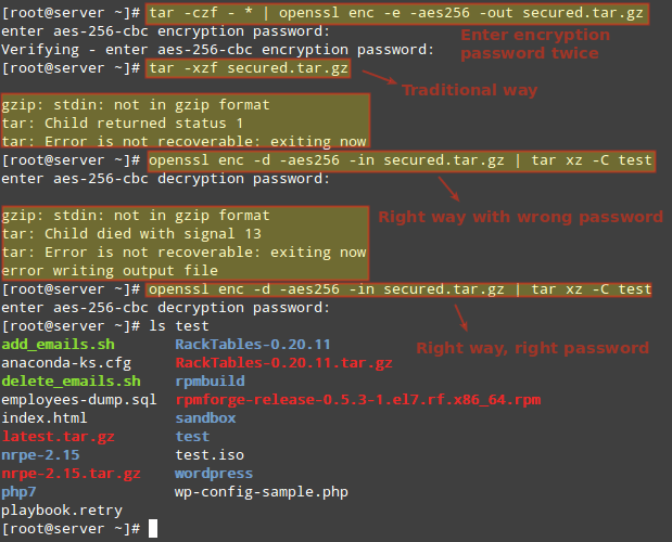 Encrypt or Decrypt Tar Archive File in Linux