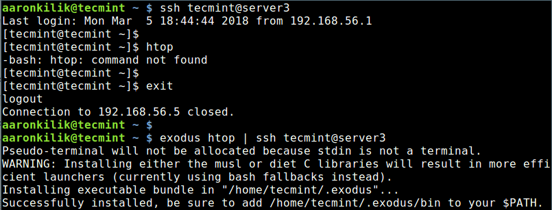 Exodus Copy Htop Binaries to Remote Linux