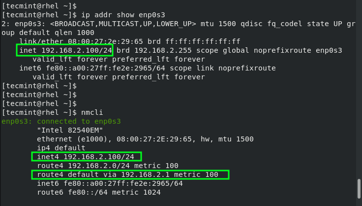 Find IP Address in RHEL