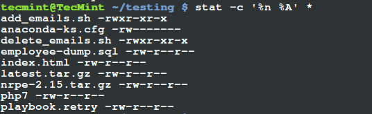 Find Linux File Permissions in Directory