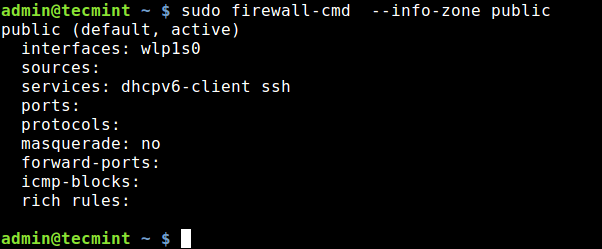 Find Information of Firewall Zone