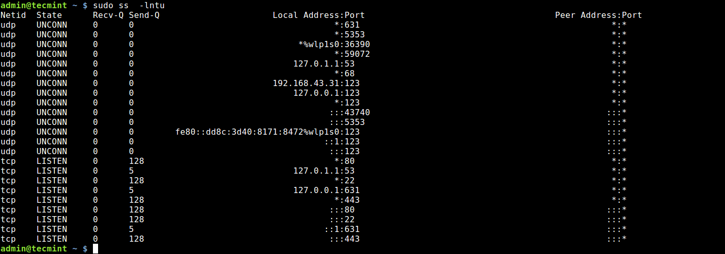 Find Open Ports Using ss Command