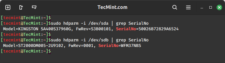 Find Linux Stroage Device Serial Number