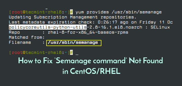 Fix Semanage Command Not Found Error