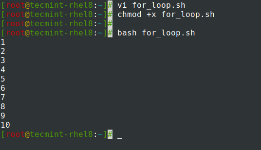 For loop in Shell Script