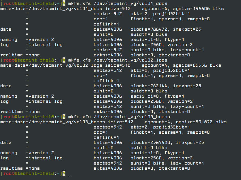 Format Logical Volumes