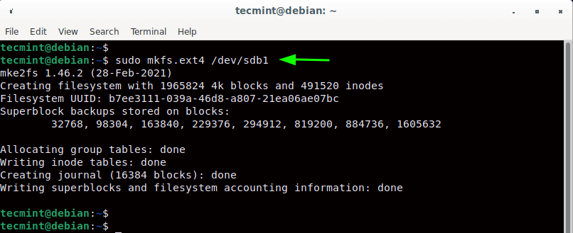 Format New Partition in Linux