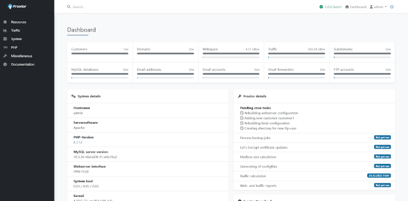 Froxlor - Server Management Software