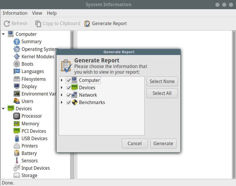 Generate System Information Report