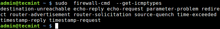 List Supported ICMP Types in Firewalld