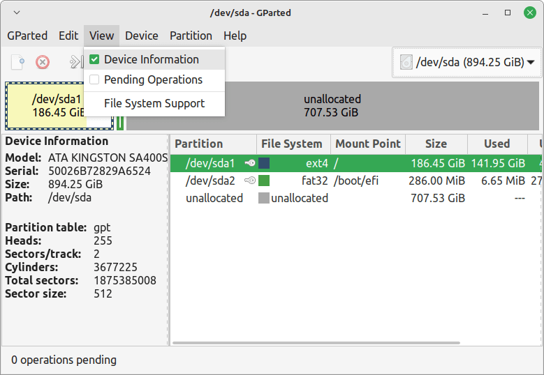 Gparted Disk Serial Number