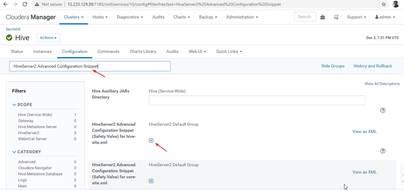 HiveServer2 Advanced Configuration Snippet