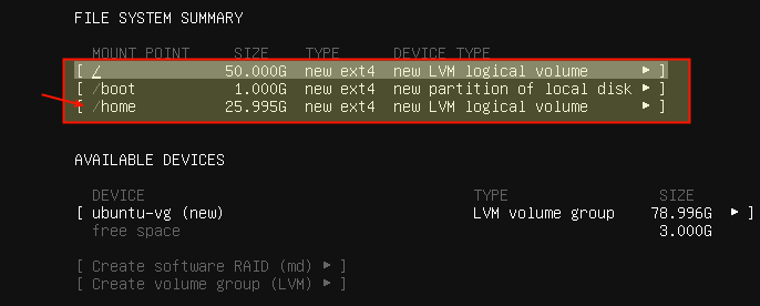 Home Partition Summary