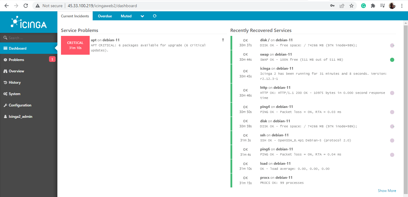 Icinga Dashboard