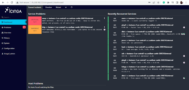 Icinga Web2 Dashboard