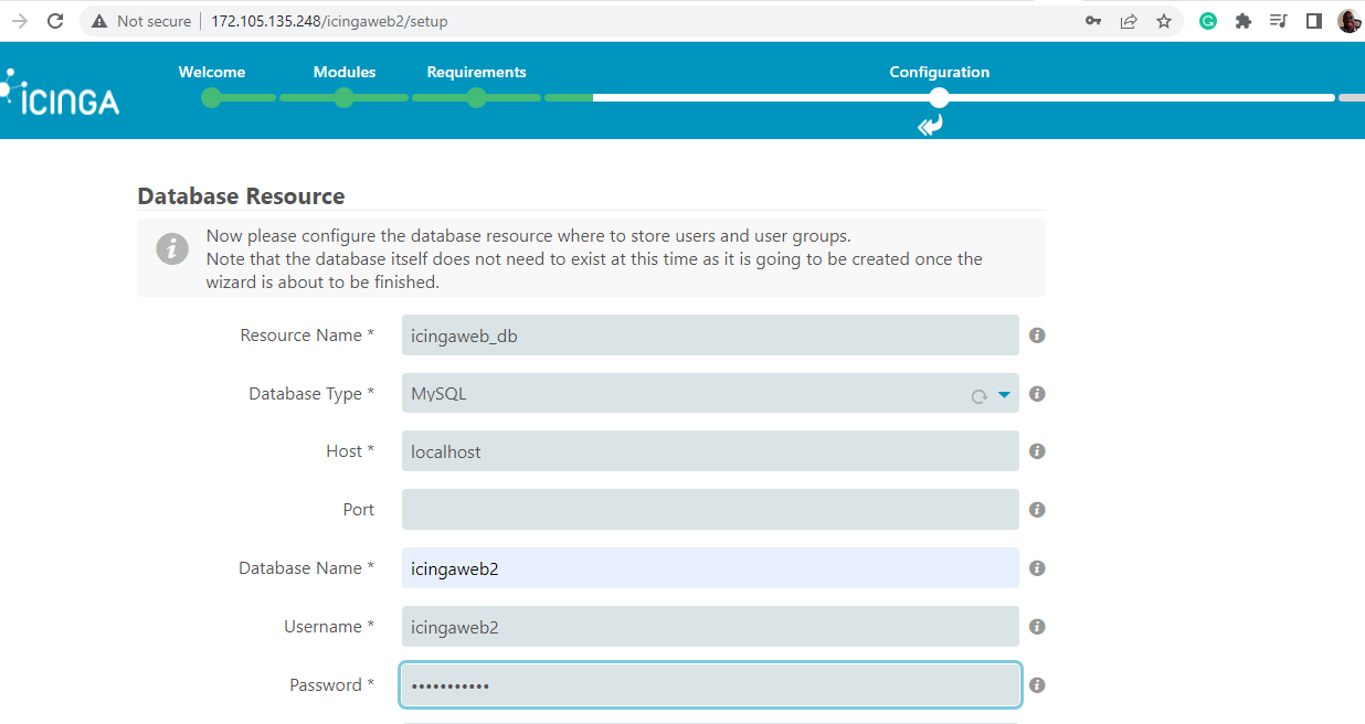 Icinga2 Database Settings