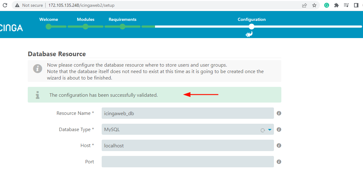 Icinga2 Database Validated